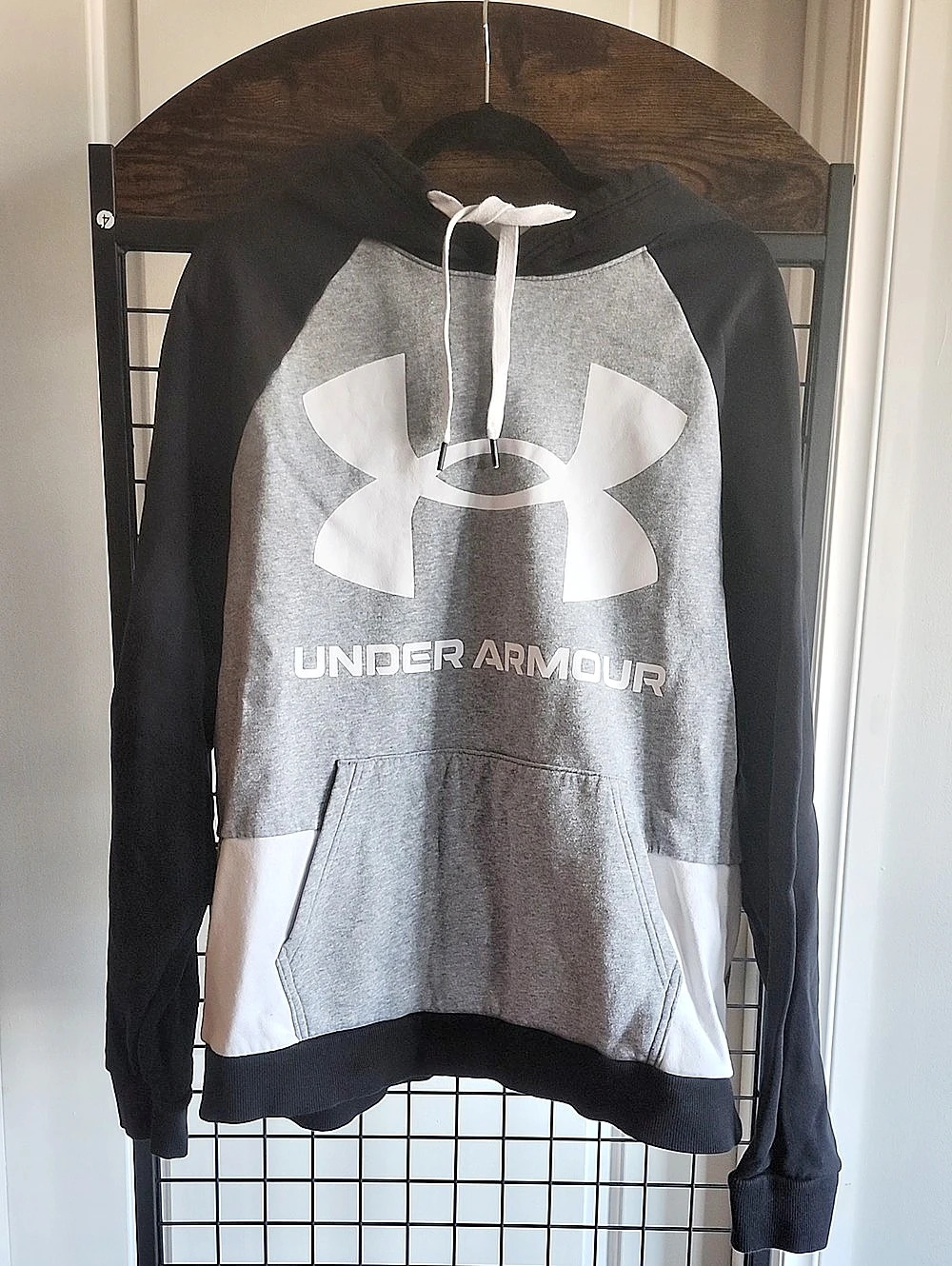 Under Armour UA Rival Fleece Colorblock Hoodie Gray & Black